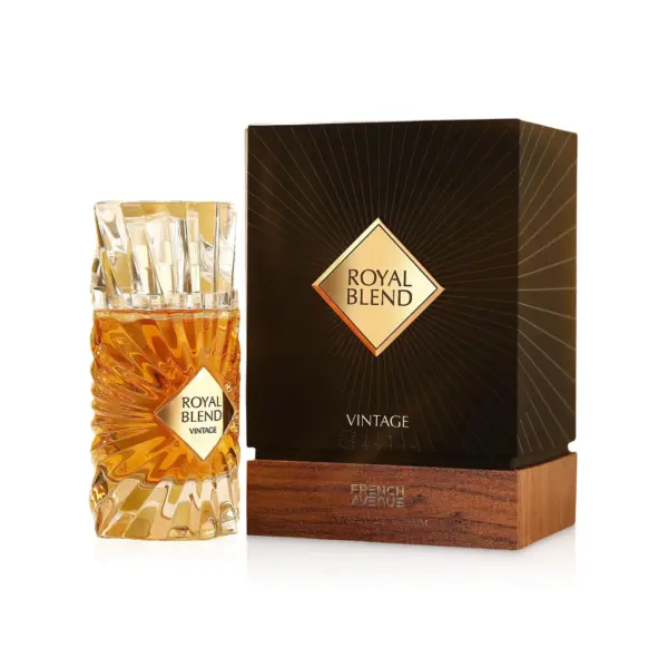 Royal-Blend-Vintage-perfume-bottle-beside-box-against-white-background